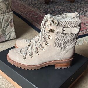 Sam Edelman Taupe Lace-Up Boots